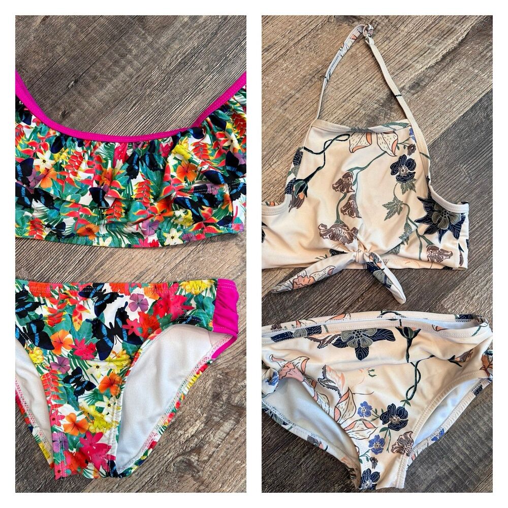 Girls Bathing suit Lot Sz 6 Floral bikinis